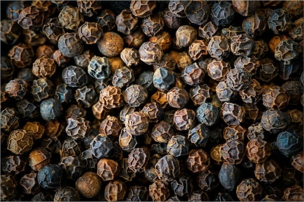 close-up of peppercorns